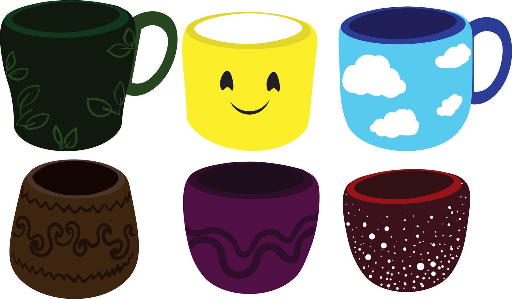 Set of cute winter mug vector