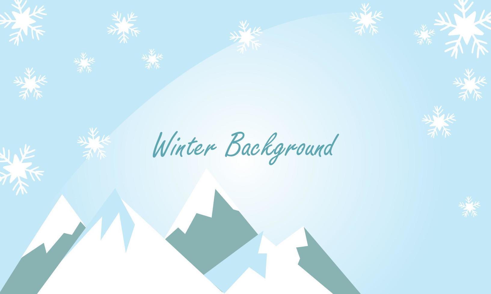 Vector illustration. Winter snowy Mountains landscape with hills and pines