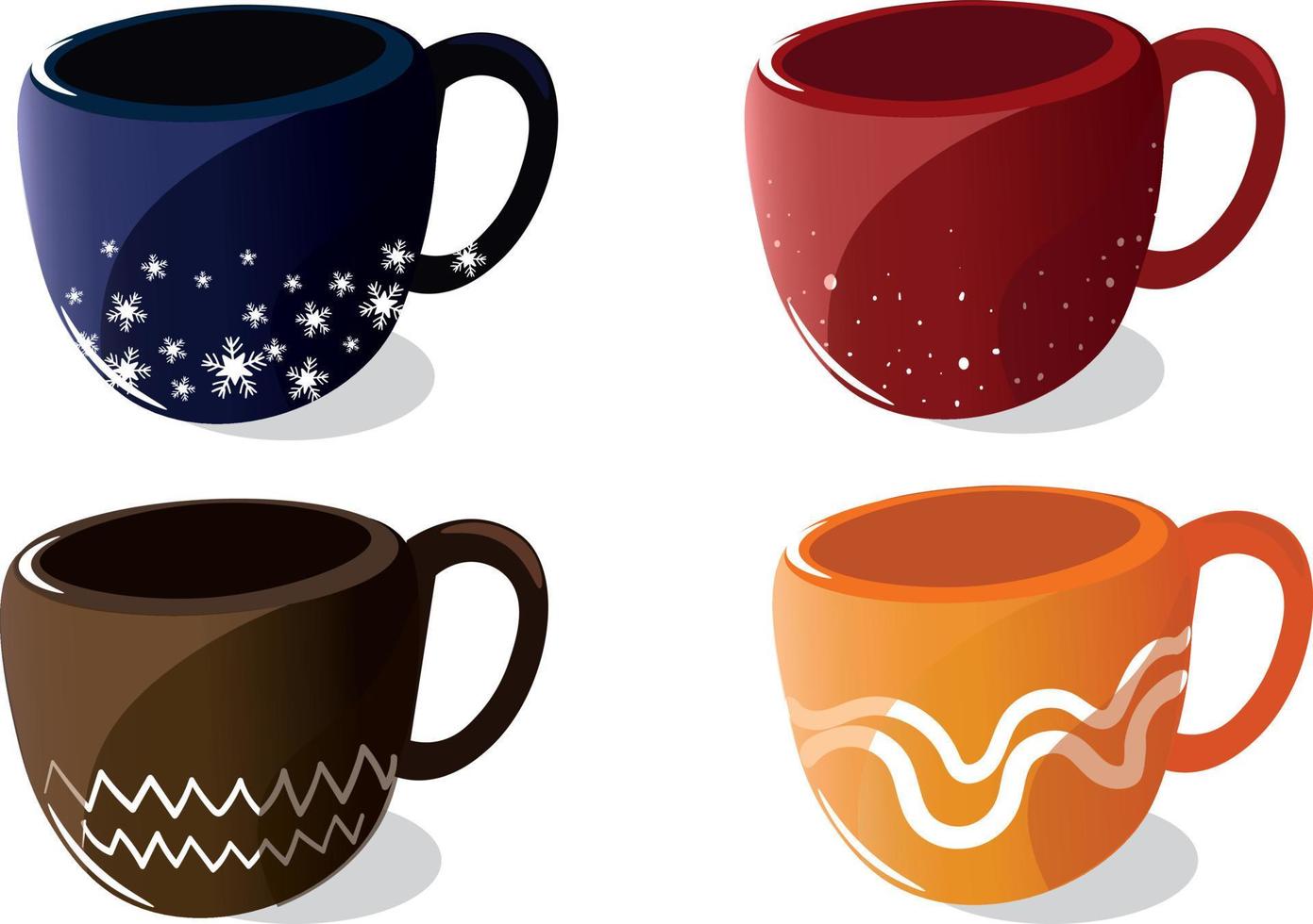 Set of cute winter mug vector