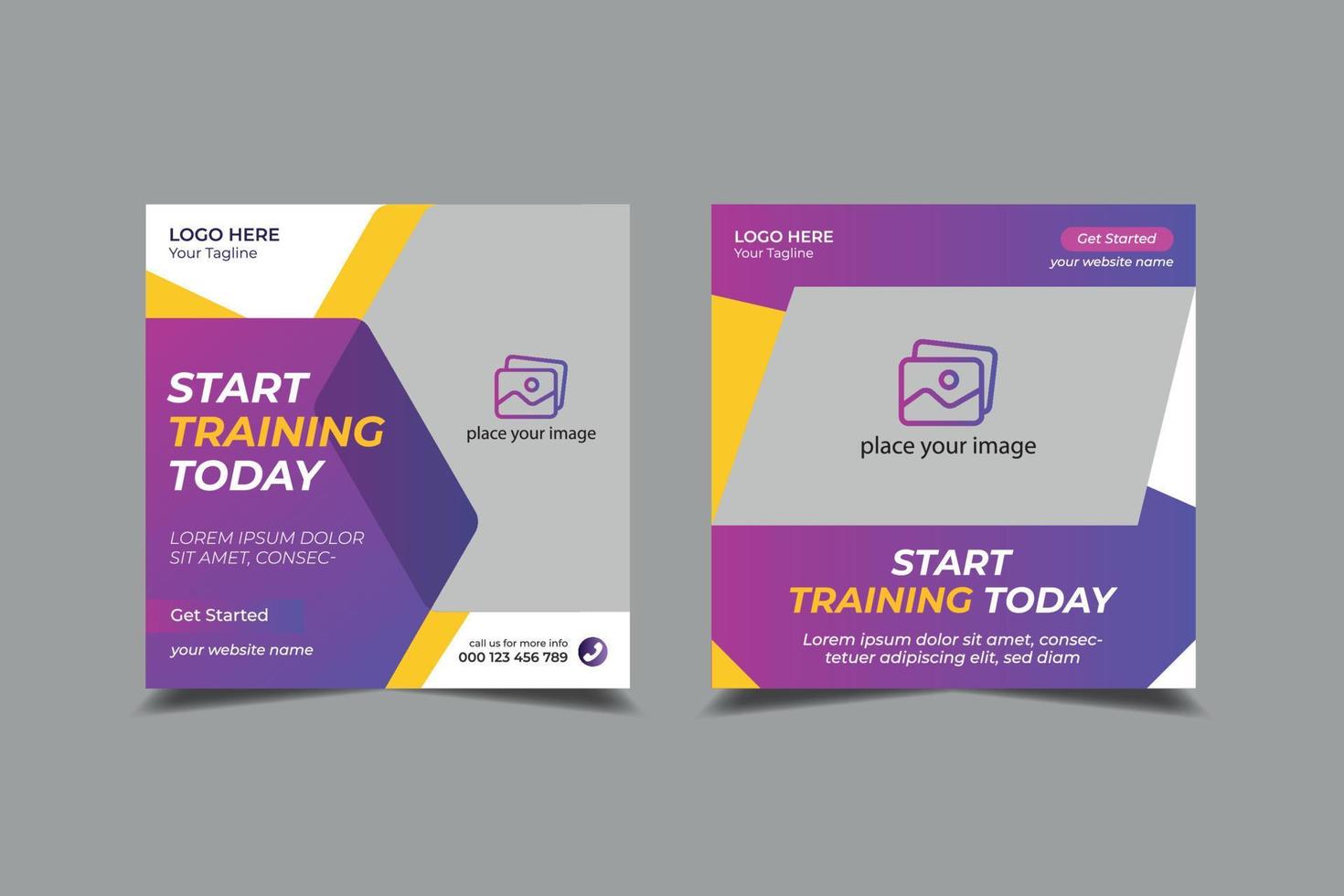 Gym Fitness social media post template and web banner vector