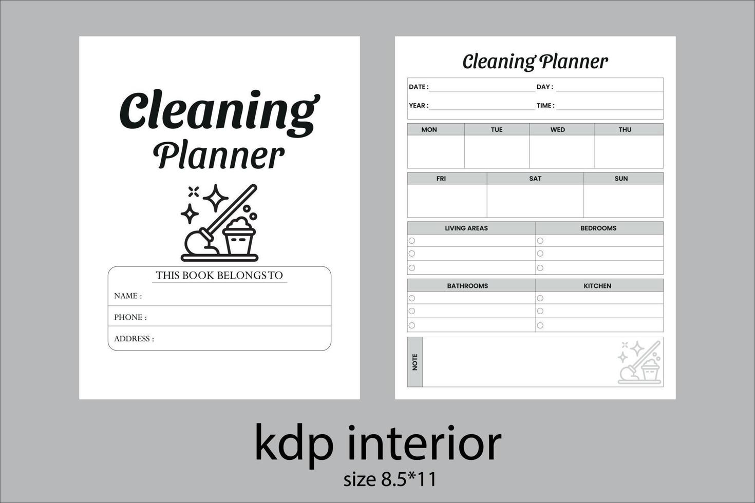 cleaning planner kdp interior template. Cleaning Planner Design vector