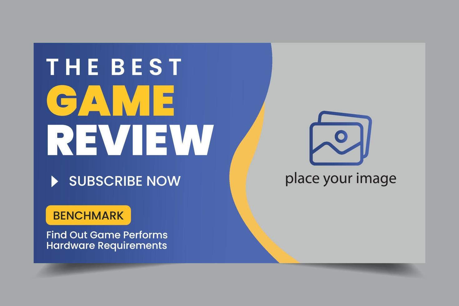 Video game review video thumbnail and web banner template vector