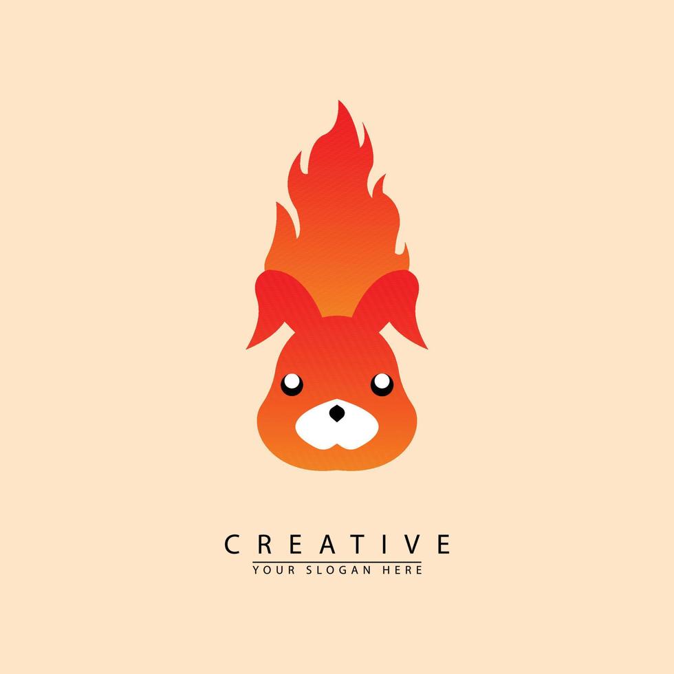 fiery rabbit head logo vector