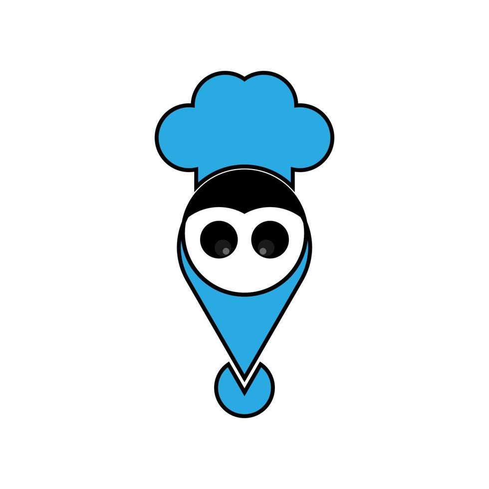 location marker and chef's hat with bird face icob logo vector