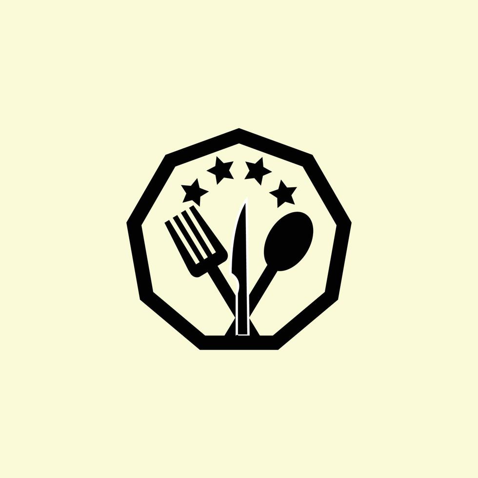 Vector illustration of a fork, spoon and knife in a circle