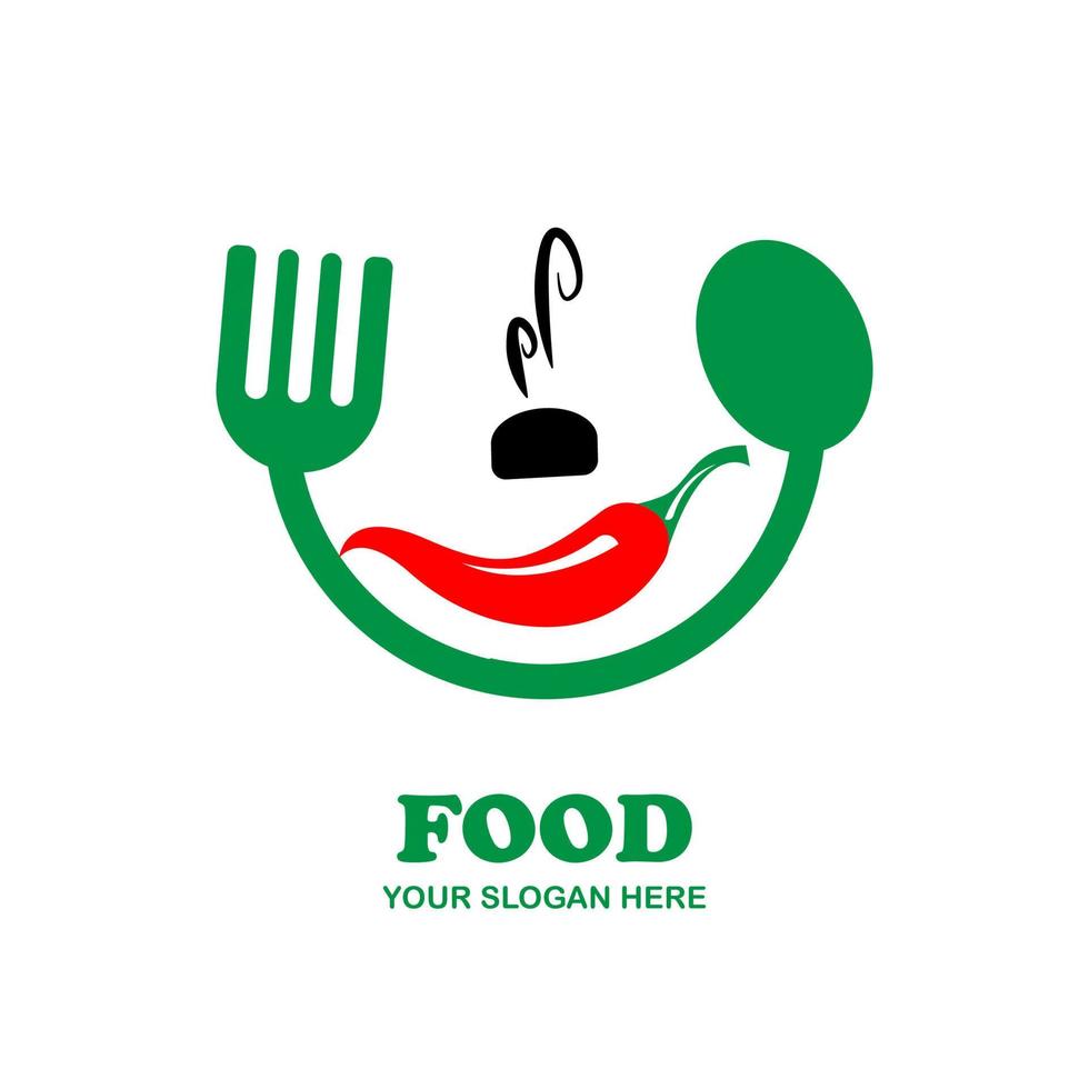 fork, spoon, chili and fire icon logo vector