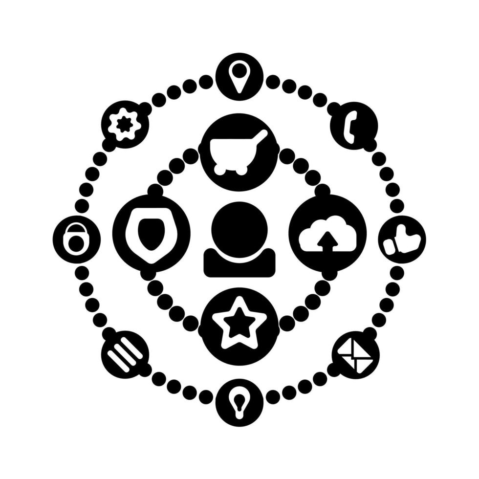 internet icon set circle vector