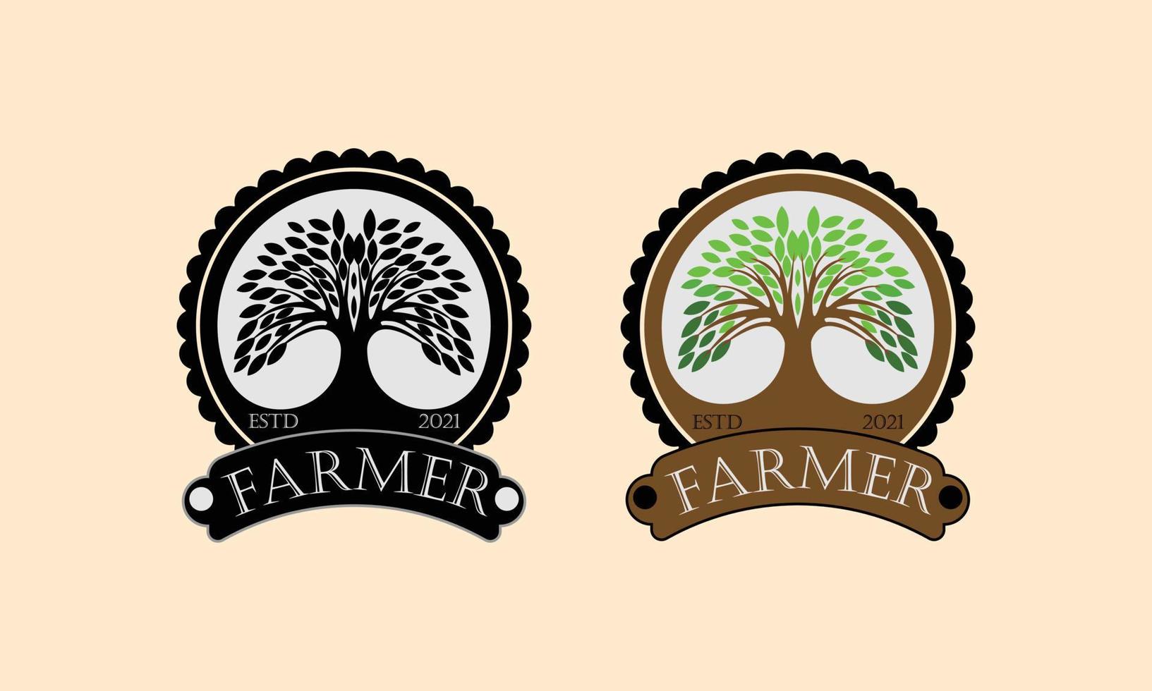 illustration of two trees in black and brown color icon logo vector