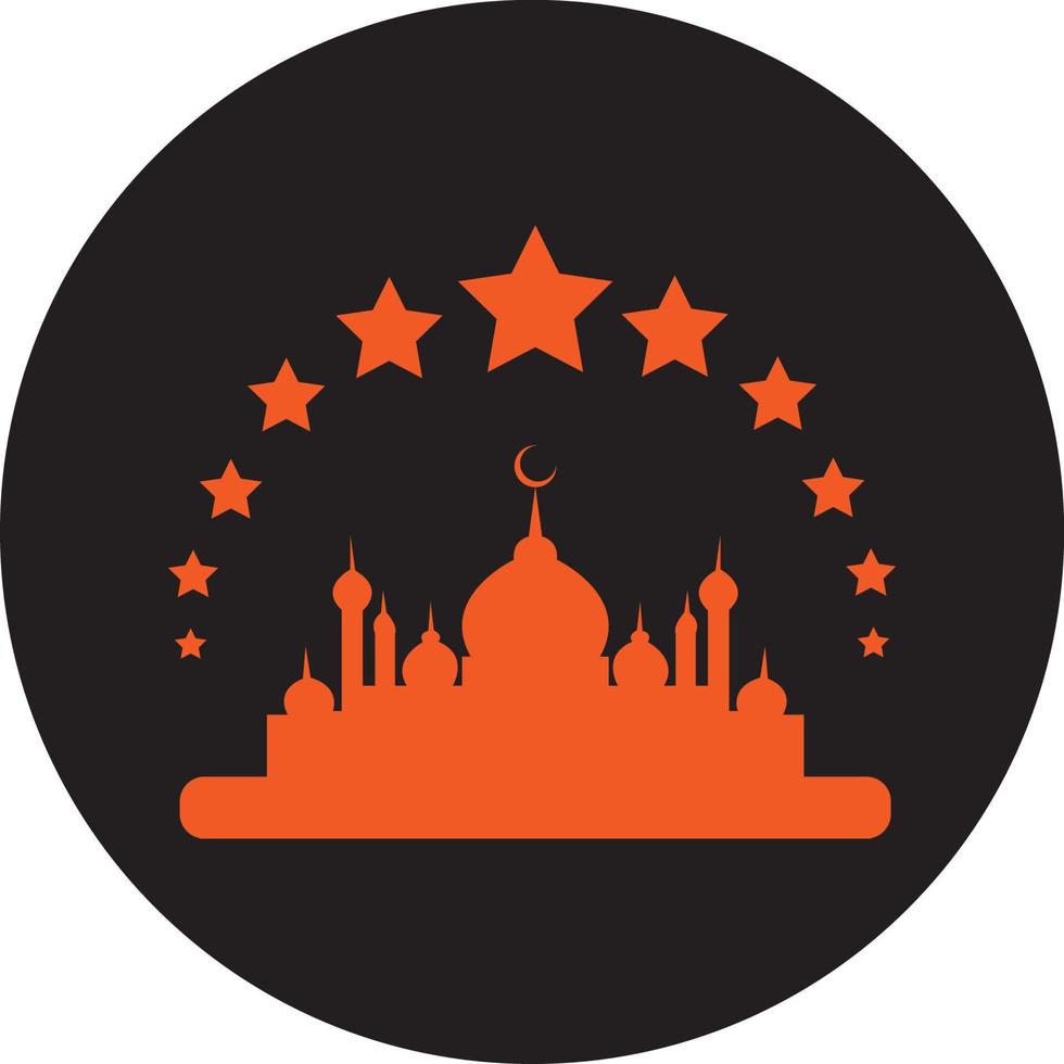 golden mosque with twelve stars vector