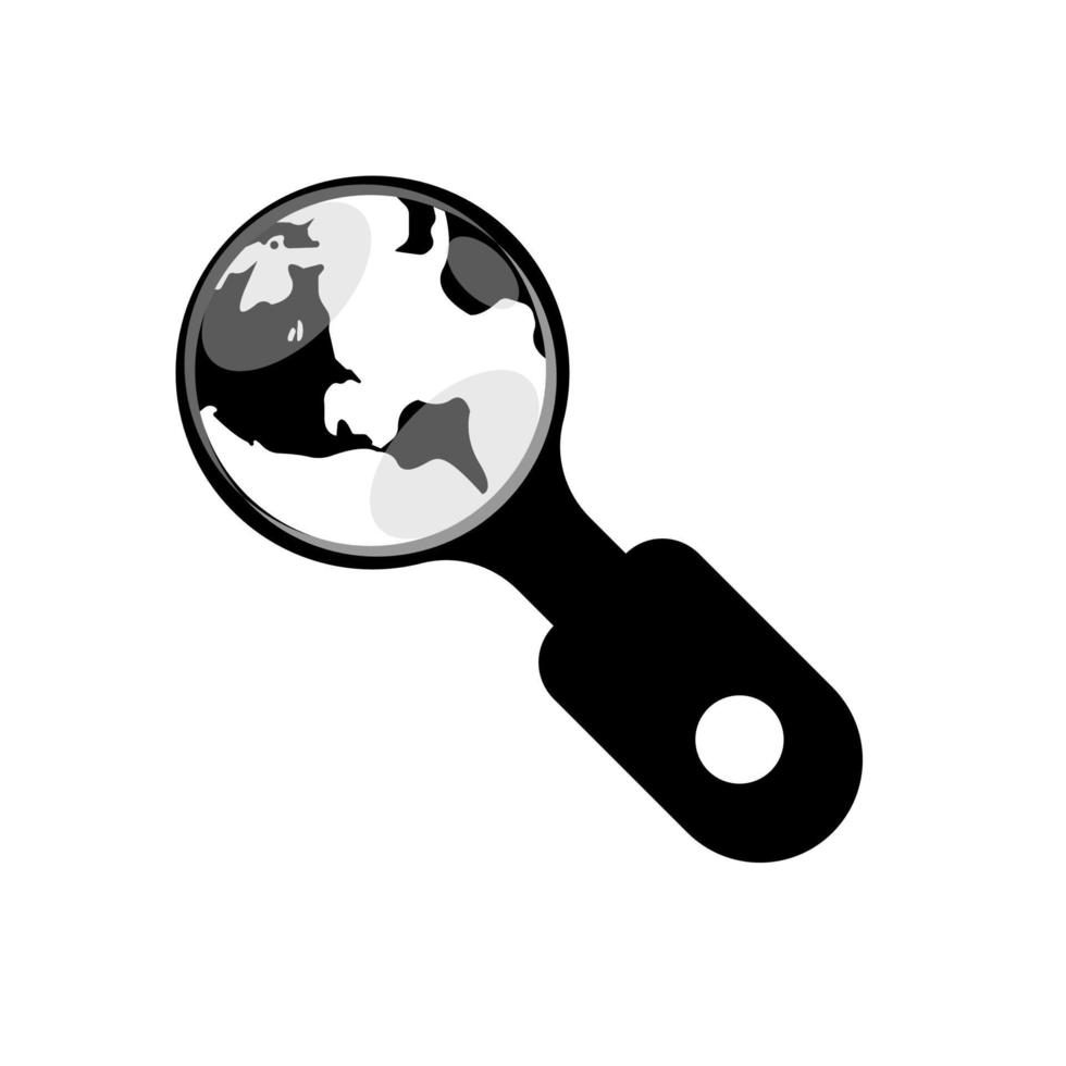 globe search glass design icon logo vector
