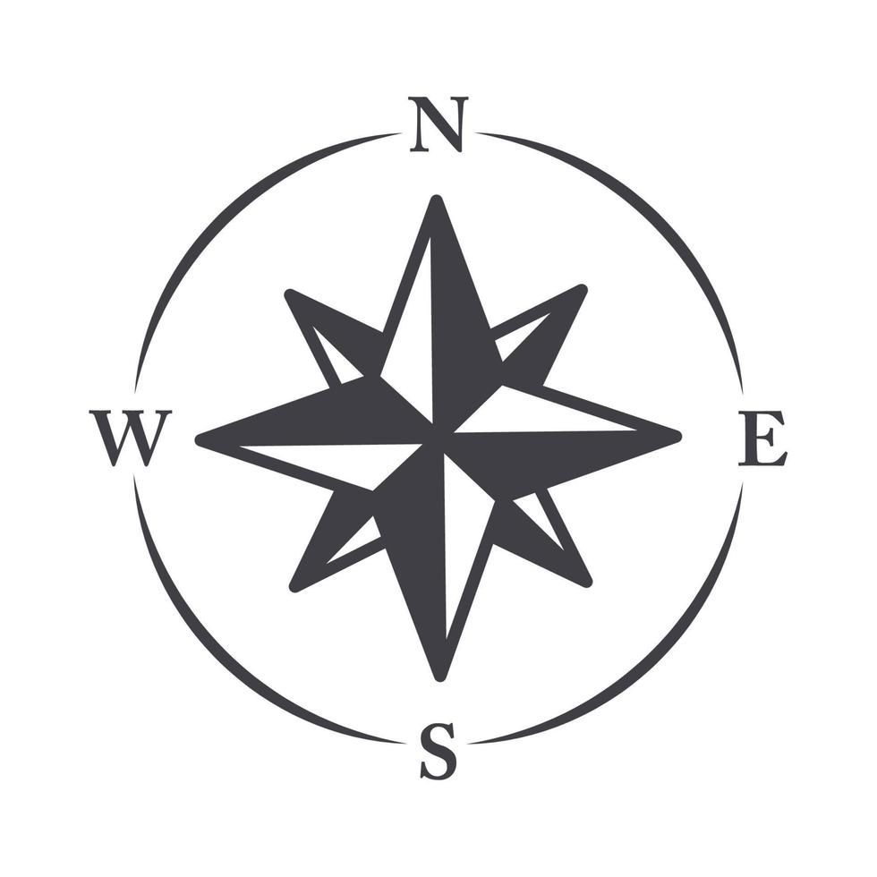 compass rose navigational aids cartography equipment line design icon vector