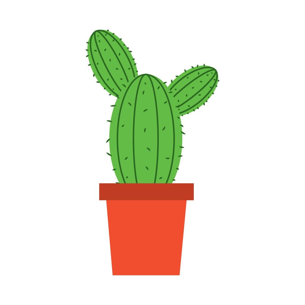 potted cactus plant decoration isolated flat style icon vector