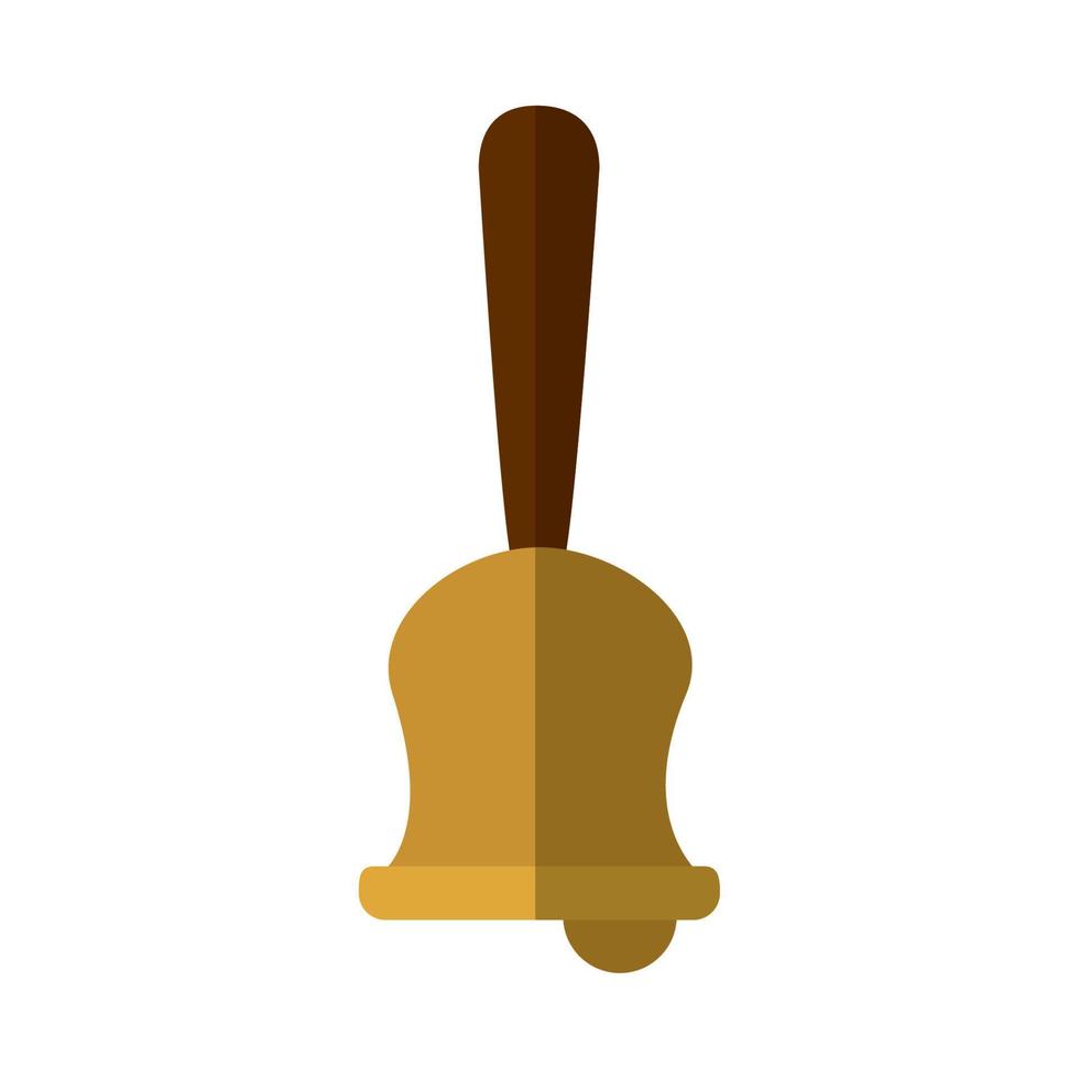 campana con mango de madera icono plano con sombra vector