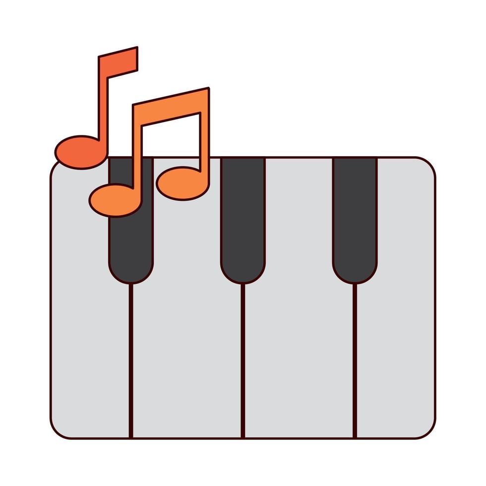 línea de instrumento musical de piano de teclado e icono de estilo de relleno vector