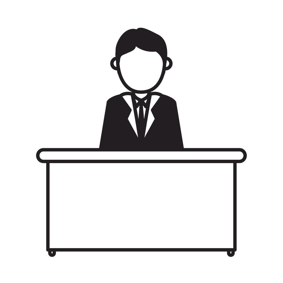 businessman character working at desk office isolated design vector