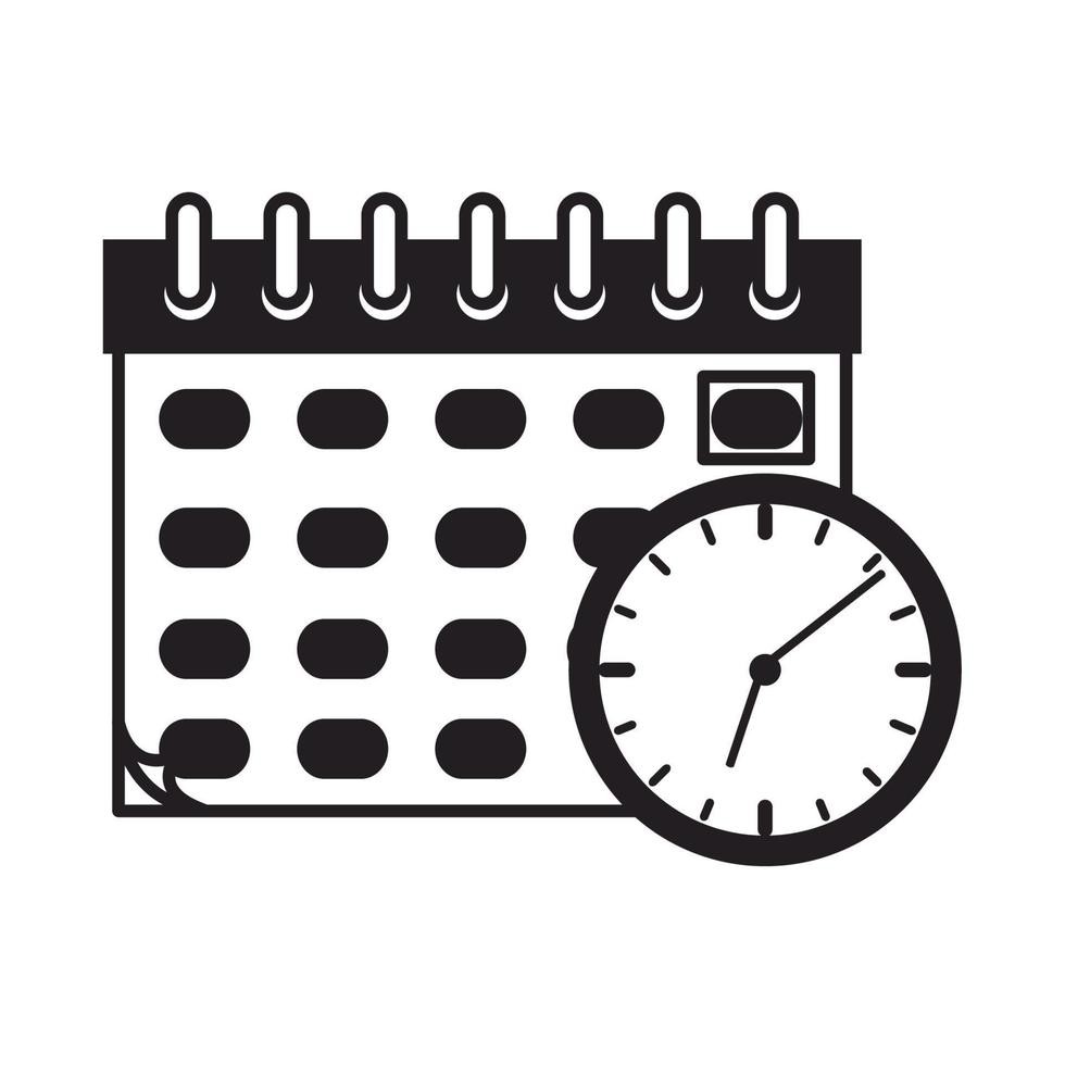 calendar and clock office supply stationery work linear style icon vector