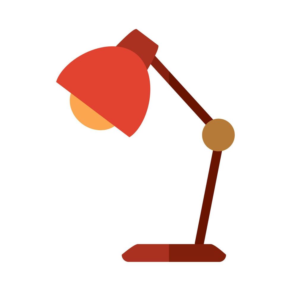 desk lamp bulb light decoration flat icon with shadow vector