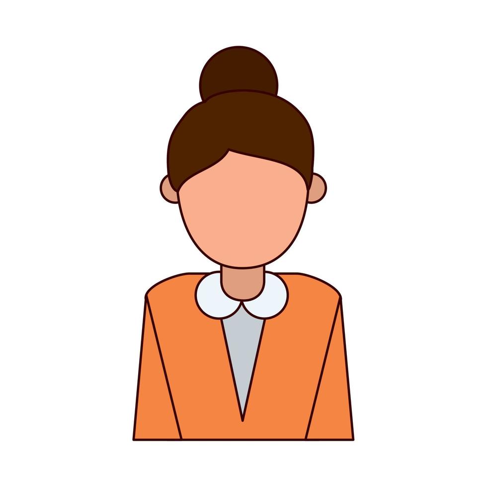 personaje mujer línea de retrato sin rostro e icono de estilo de relleno vector