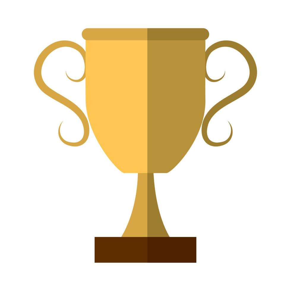 trofeo de oro premio icono plano con sombra vector