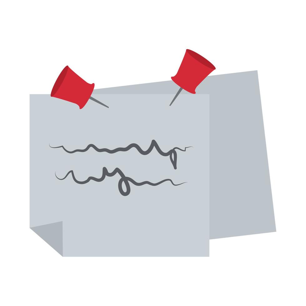 memo note with push pins office supply stationery work flat style icon vector