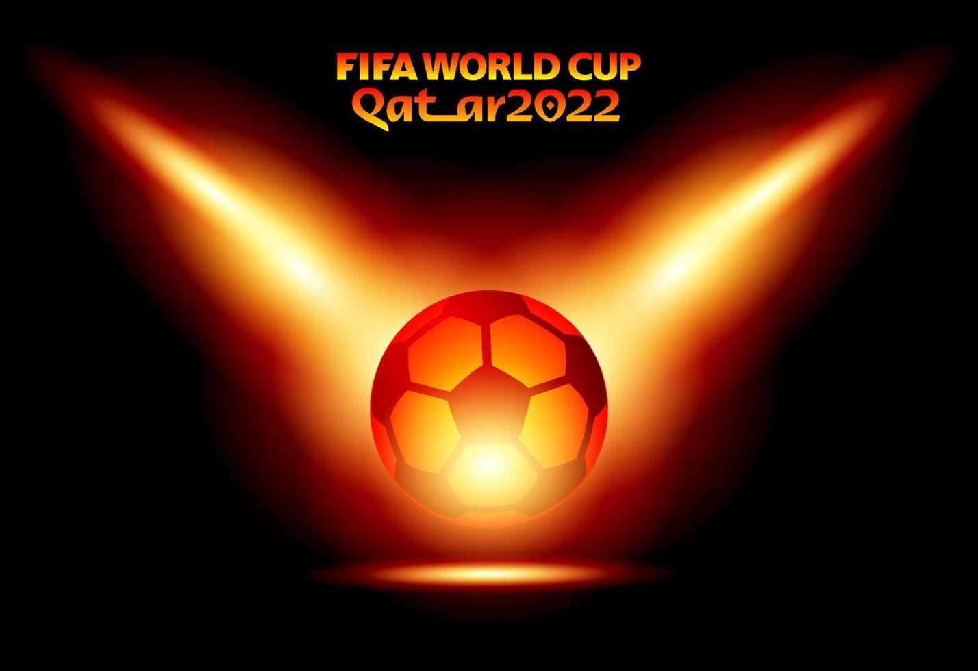 Ball with fire light effects background. FIFA World Cup Qatar 2022 vector