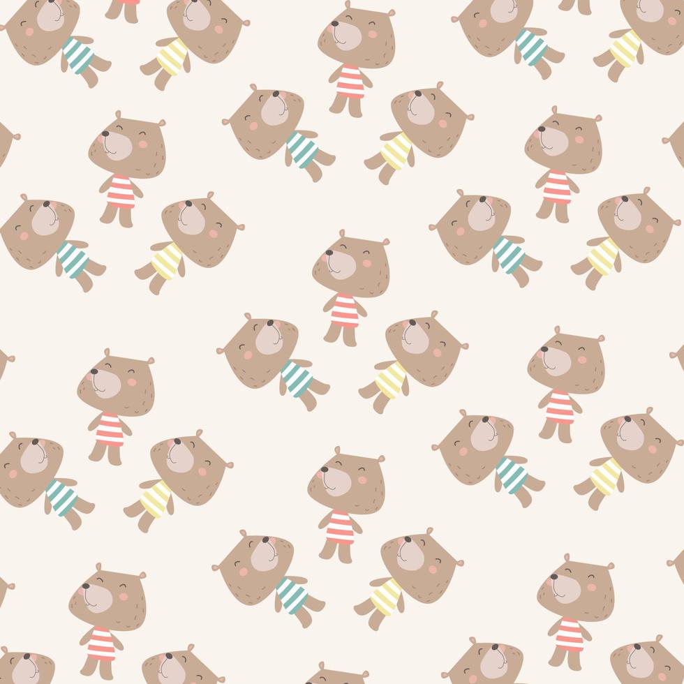 Seamless pattern with cute little bear animal perfect for wrapping paper vector