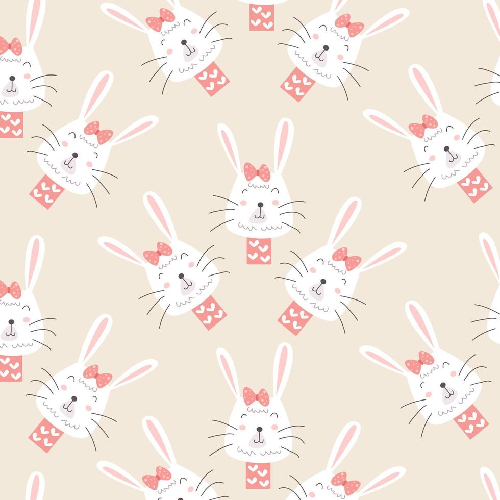 Seamless pattern with bunny animal head perfect for wrapping paper vector