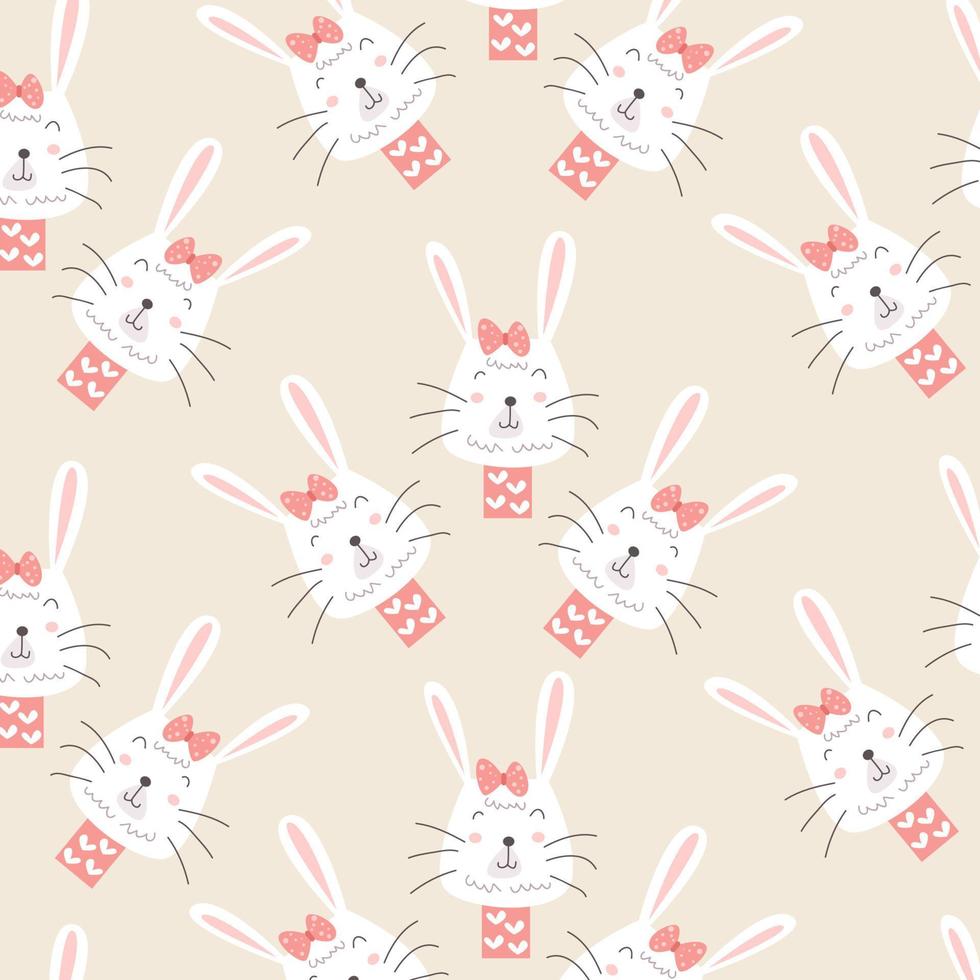 Seamless pattern with bunny animal head perfect for wrapping paper vector