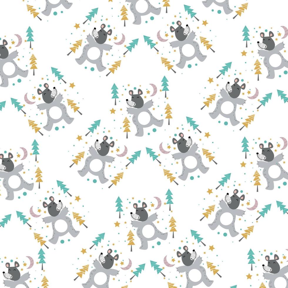 Seamless pattern with cute bear animal perfect for wrapping paper vector