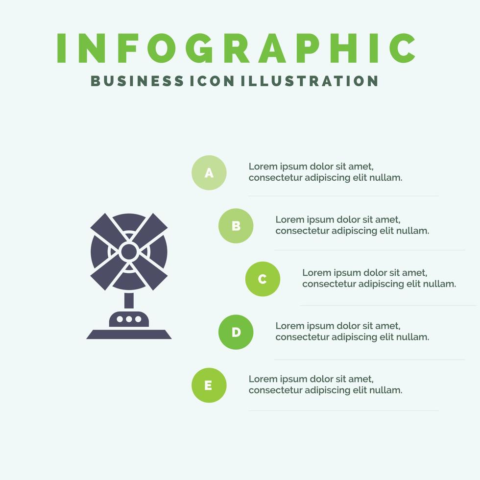 Electric Fan Home Machine Infographics Presentation Template 5 Steps Presentation vector