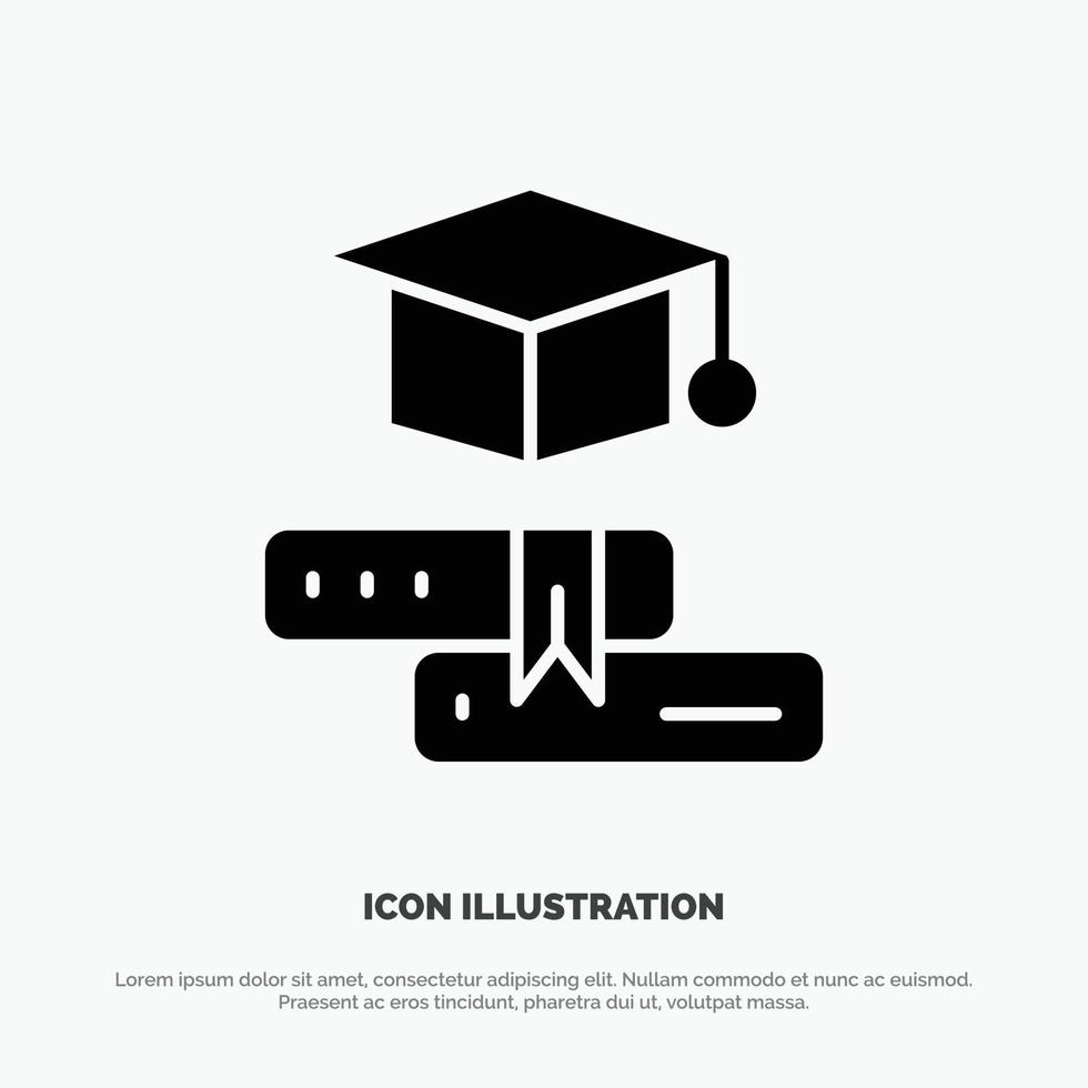 Books Cap Education Graduation solid Glyph Icon vector