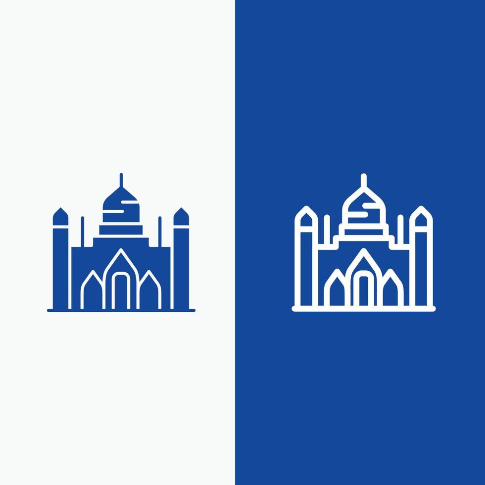 fuerte de aurangabad bangladesh dhaka lalbagh línea y glifo icono sólido bandera azul línea y glifo sólido vector