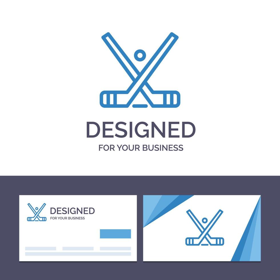 Creative Business Card and Logo template Emblem Hockey Ice Stick Sticks Vector Illustration