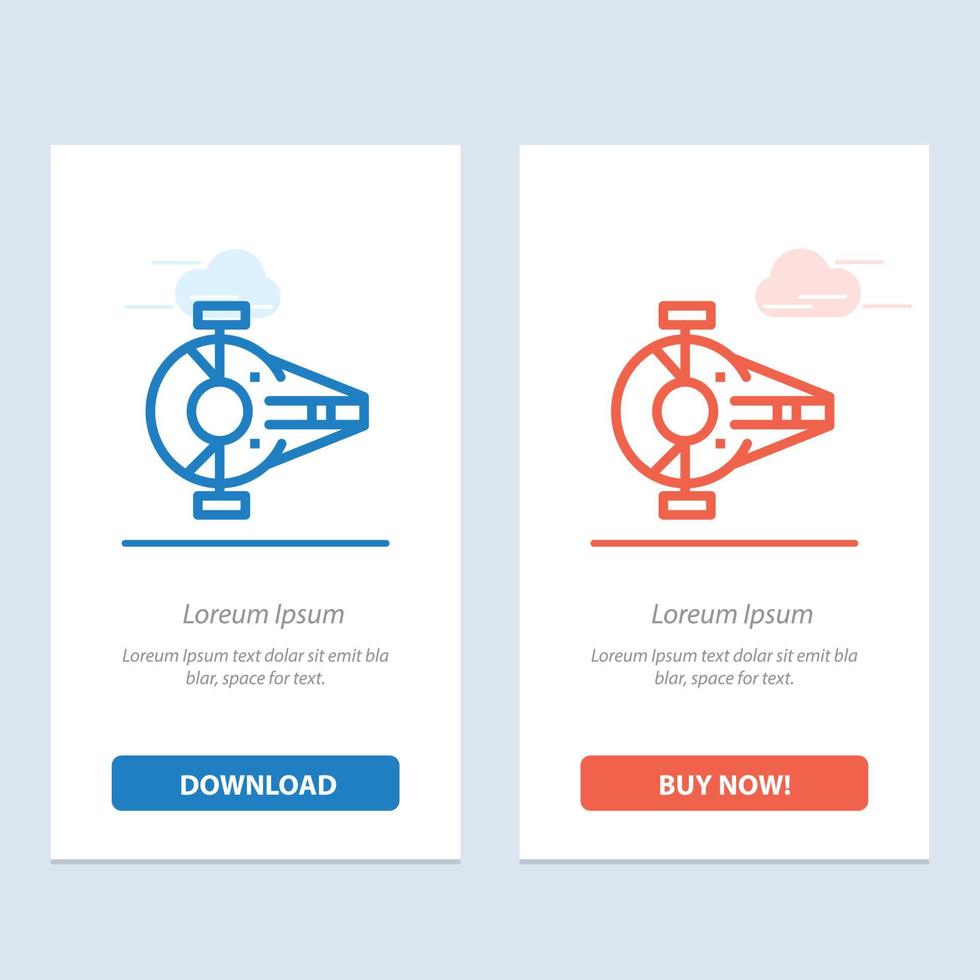 Cruiser Fighter Interceptor Ship Spacecraft  Blue and Red Download and Buy Now web Widget Card Templ vector