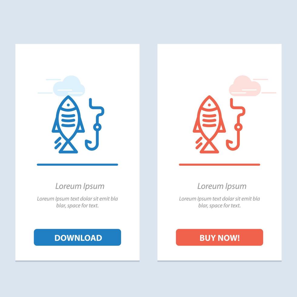 Fishing Fish Hook Hunting  Blue and Red Download and Buy Now web Widget Card Template vector