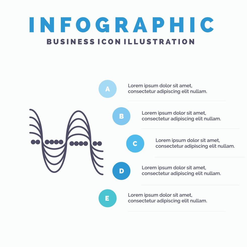Frequency Hertz Pitch Pressure Sound Solid Icon Infographics 5 Steps Presentation Background vector