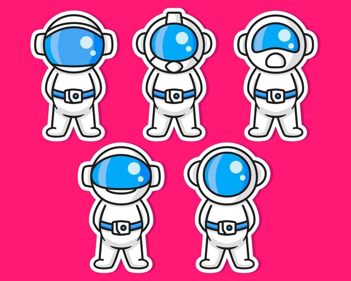 Astronauts science space person cute vector cartoon characters
