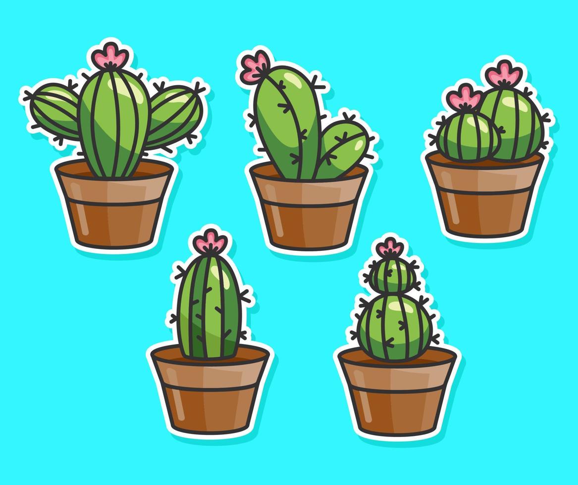 Cactus plant illustration doodle icon collection vector