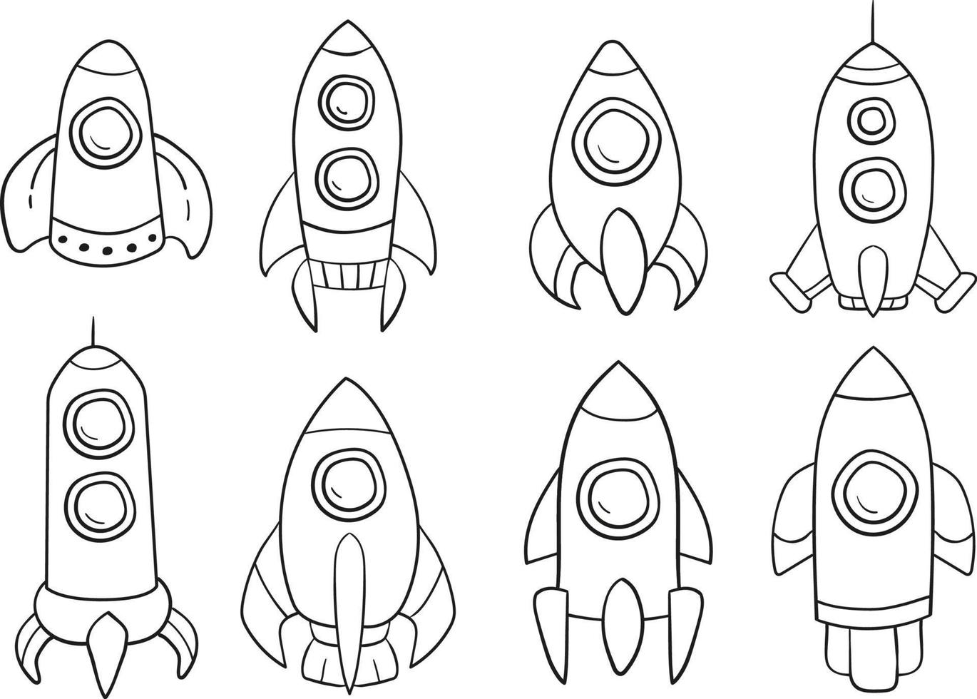 Space flight plane rocket flying spaceship astronauts planet star cartoon icon illustration vector