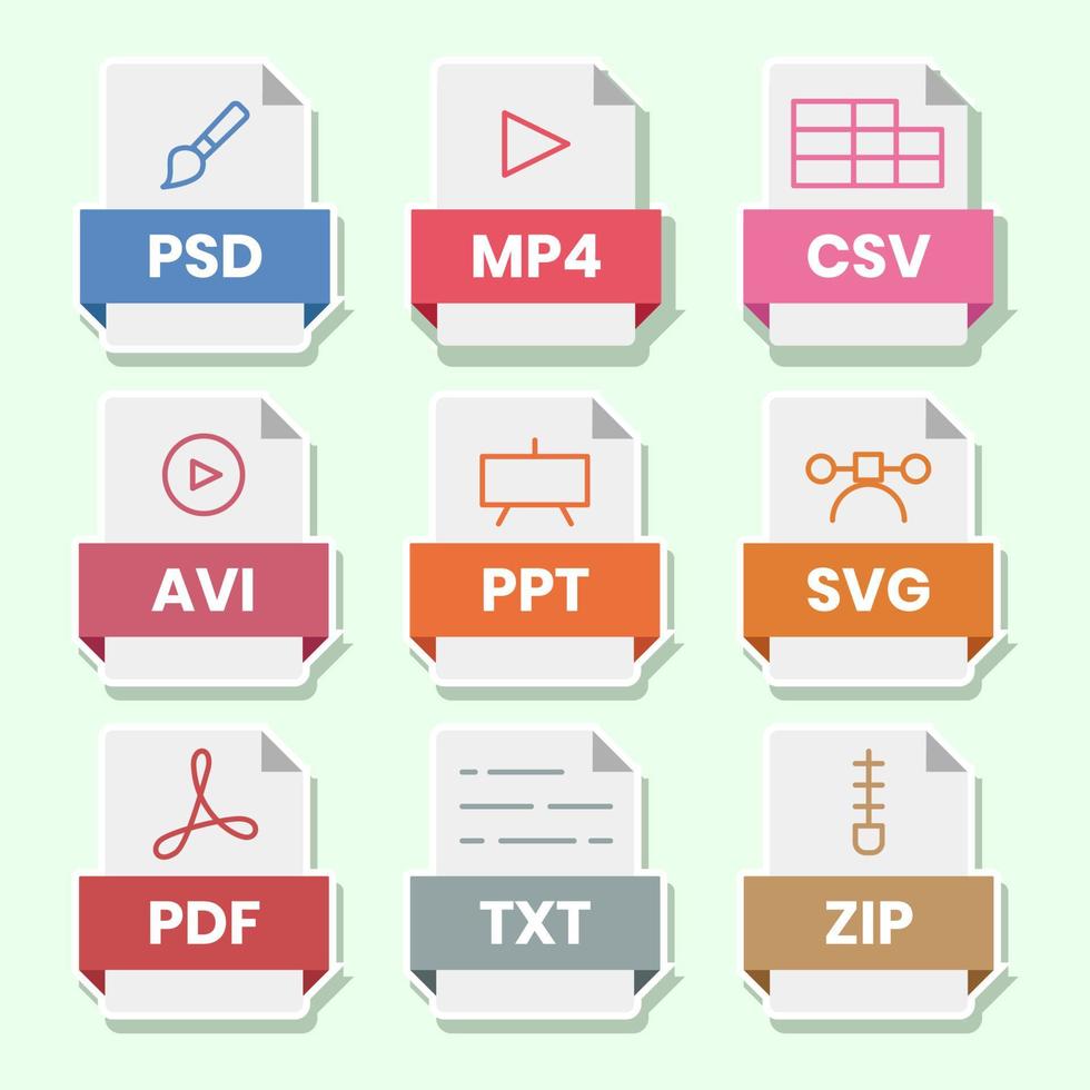 Document file psd mp4 csv avi ppt svg pdf txt zip vector