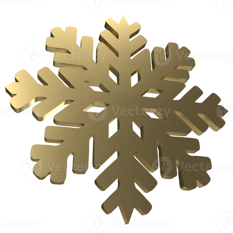 goldene Schneeflocken png 3d-Bild