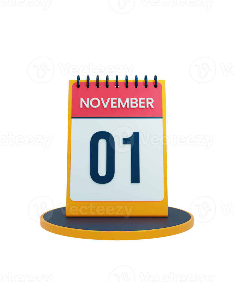 November Realistic Desk Calendar Icon 3D Illustration Date November 01 png