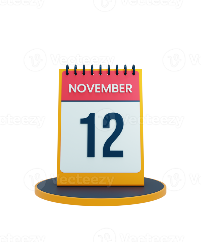 November Realistic Desk Calendar Icon 3D Illustration Date November 12 png