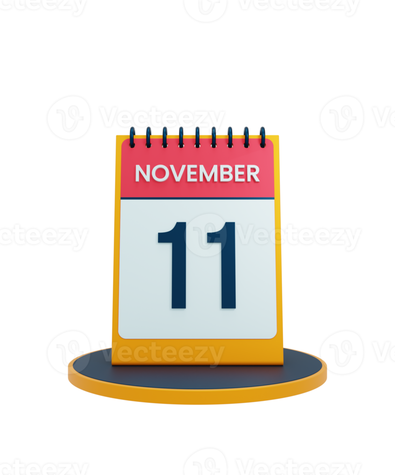 november realistisk skrivbord kalender ikon 3d illustration datum november 11 png