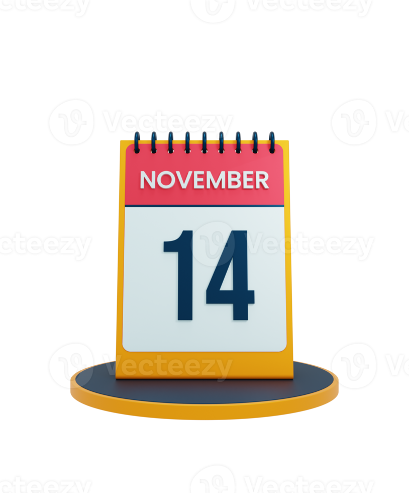 November Realistic Desk Calendar Icon 3D Illustration Date November 14 png