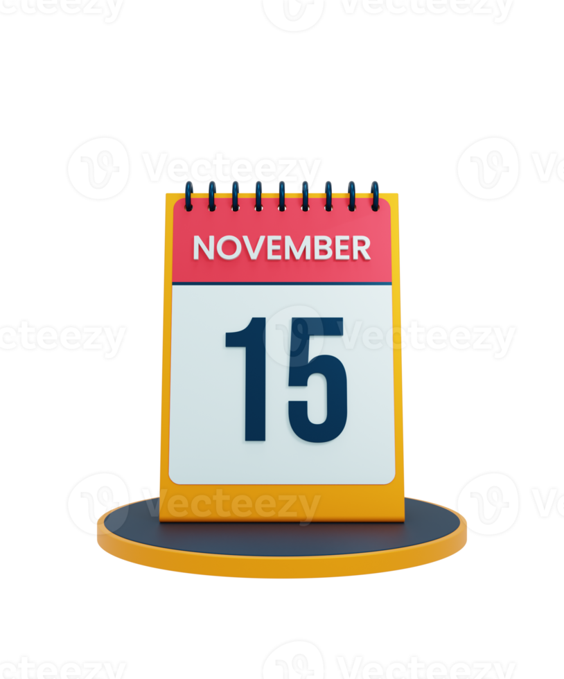 noviembre realista escritorio calendario icono 3d ilustración fecha noviembre 15 png