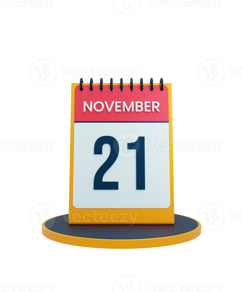 November Realistic Desk Calendar Icon 3D Illustration Date November 21 png