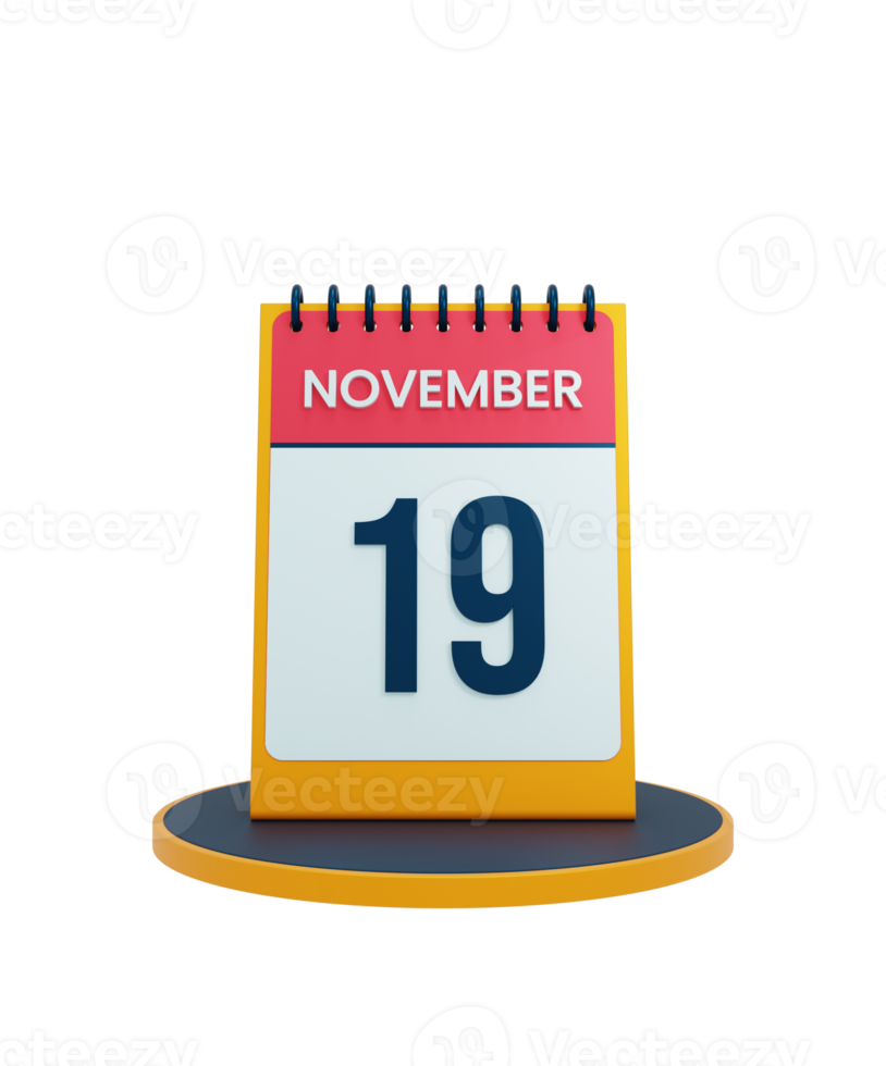 November Realistic Desk Calendar Icon 3D Illustration Date November 19 png