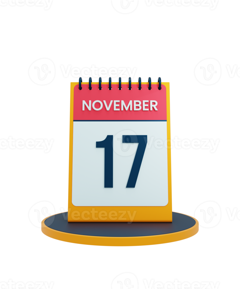 November Realistic Desk Calendar Icon 3D Illustration Date November 17 png