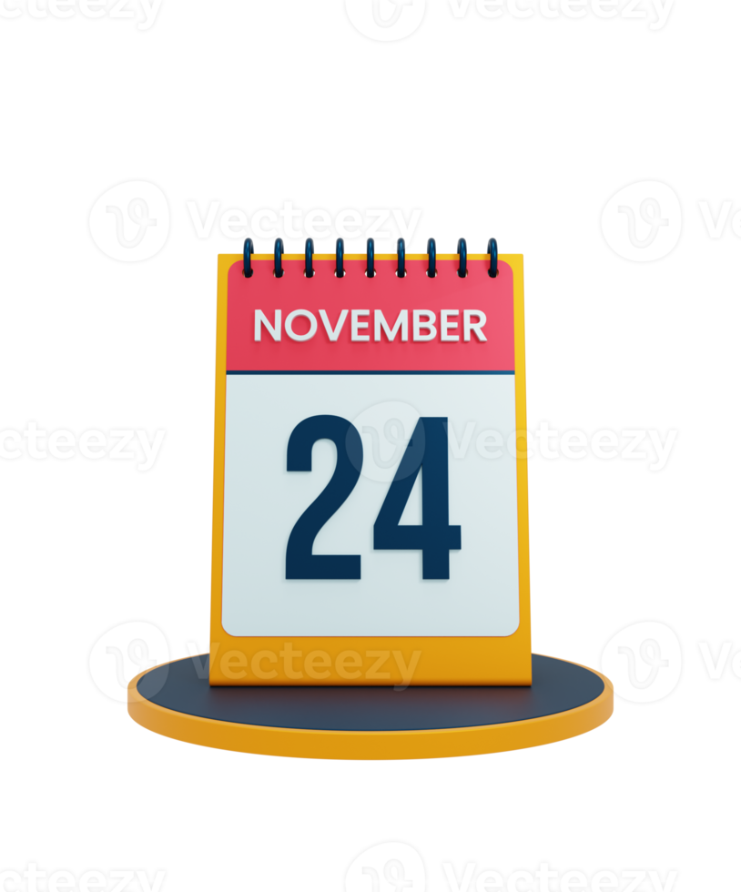 November Realistic Desk Calendar Icon 3D Illustration Date November 24 png